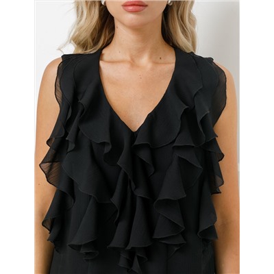 Блузка чёрная из шифона с эффектом креш