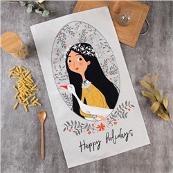 Полотенце кухонное «Этель» Happy holidays, 40×73 см, серое