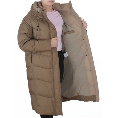 8867 KHAKI Пальто зимнее женское (200 гр. холлофайбер)