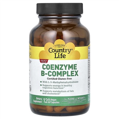 Country Life, Комплекс коэнзимов группы B, 120 веганских капсул