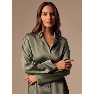 Пижама женская (рубашка, шорты) SL HOME Tensel Home, зелёная