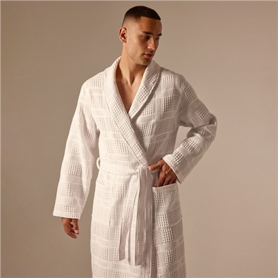 Халат вафельный мужской SL HOME: Chess «Блан де Блан», размер S, хлопок 100%, белый