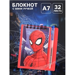 Блокнот А7 и мини ручка, Человек паук
