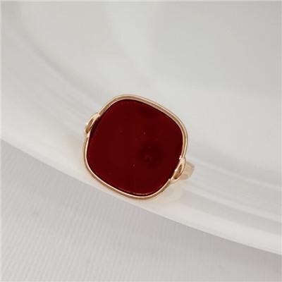Кольцо 18 р ювелирная бижутерия коллекция "Дубай" покрытие позолота, вставка: пластик, цвет: красный, арт.414.584-18