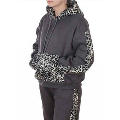 008 DK. GRAY/LEOPARD Костюм спортивный зимний женский (95% хлопок, 5% полиэстер)