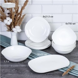 Столовый набор 14 предметов квадратный БИГ  SQ-14 8575912 (WHITE) (уп 2)