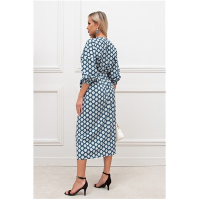 Синее платье с принтом Николь №2