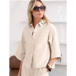 Блузка с широкими рукавами 3/4 из плотного лиоцелла