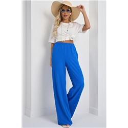 Брюки широкие синие с карманами