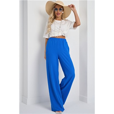 Брюки широкие синие с карманами