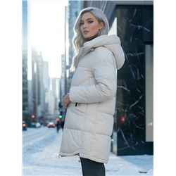 Куртка зимняя женская с капюшоном модная бежевого цвета 3193B