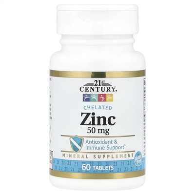 21st Century, хелатный цинк, 60 таблеток