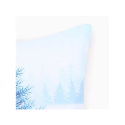 Наволочка декоративная новогодняя «Этель. Christmas», 40×40 см, бело-голубая