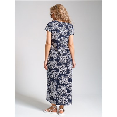 643 Платье "Цветы/т.синий"