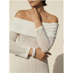 Браслет манжета «Тренд», d=7.5 см, широкий, акрил, белый