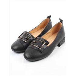 06-M47-56 BLACK Туфли женские на широкую ногу (натуральная кожа)