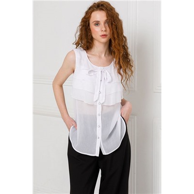 Блузка белая с воланами и съёмным бантом