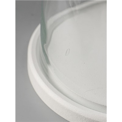 УЦЕНКА Стеклянный купол - клош на деревянной подставке «Венсан», 30×15 см, белый