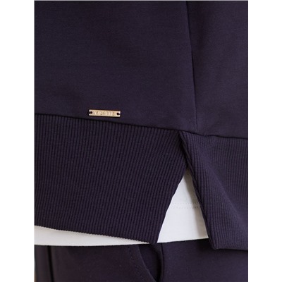 Свободный свитшот с принтом и разрезами из эластичного футера двухнитки без начеса