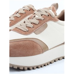 04-PDJ96-1 BEIGE/LT. BEIGE Кроссовки демисезонные женские (натуральная замша, натуральная кожа, текстиль)