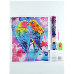 Алмазная мозаика с полным заполнением на холсте «Тропические птицы», 40×50 см