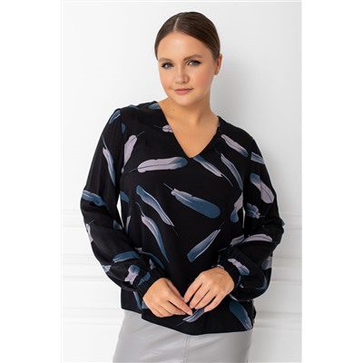 Блузка ТБ-93 перья на черном