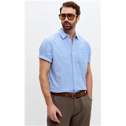 Рубашка к/р лен F111-0451 l.blue stripes