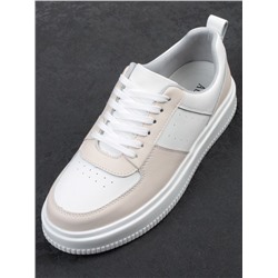 03-YJ425-1 WHITE/BEIGE Полуботинки спортивные женские (натуральная кожа)