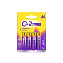 Батарейки алкалиновые «G-runner» AA/LR6, 1,5 V, в блистере 4 батарейки, (упаковка 12 шт)
