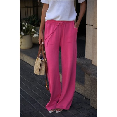 Брюки палаццо с карманами,  Фуксия