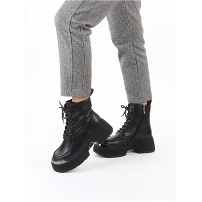 01-DMD-D258 BLACK Ботинки демисезонные женские (натуральная кожа, байка)