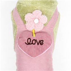Комбинезон Love, размер XS (ДС 20 см, ОГ 30 см, ОШ 20 см), зелёный/розовый