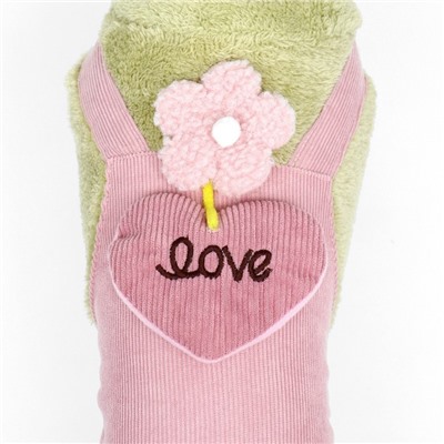 Комбинезон Love, размер XS (ДС 20 см, ОГ 30 см, ОШ 20 см), зелёный/розовый