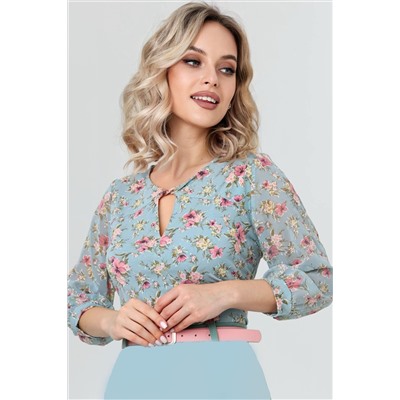 Блузка женская  7067/02/Бирюзовый, розовый