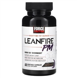 Force Factor, Leanfire PM, жиросжигатель для приема на ночь, 60 растительных капсул