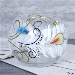 Ваза для цветов Перышки Шар / 43417 /уп 12/прозрач/худож