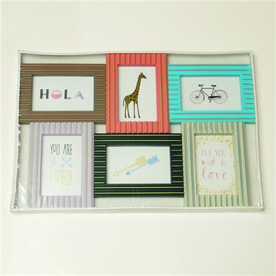 Коллаж из 6-и рамок д/ф zebra colour пластик цветной (габариты 52*36 см)