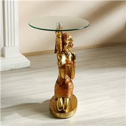 Столик журнальный декоративный «Африканка с ребёнком на спине», под золото, 42×42×64 см