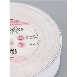 УЦЕНКА Лента репсовая 25мм*25±1ярд(23м±1м) серебряные нити №01 белый АУ