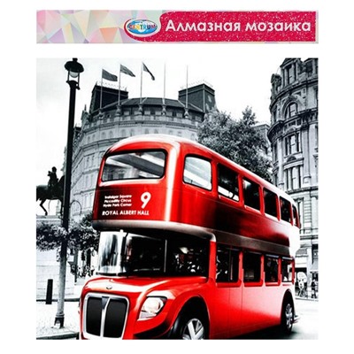 Алмазная мозаика «Автобус в Лондоне», 40 × 50 см, без подрамника, частичное заполнение