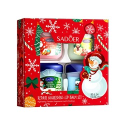 Набор бальзамов для губ Новогодний из 4 ШТУК Sadoer
