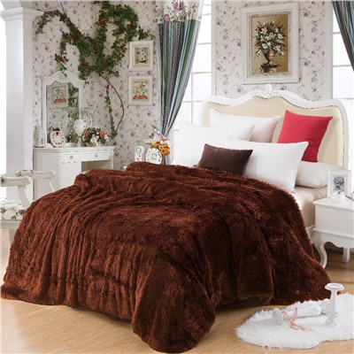 Плед с длинным ворсом 220*240 ярко розовый