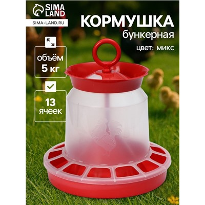 Кормушка бункерная для домашней птицы на 5 кг, цвет МИКС