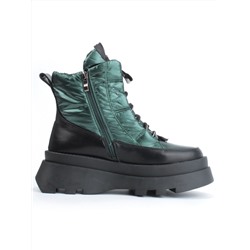 02-FAS16-3Z GREEN/BLACK Дутики женские (искусственная кожа, плащевая ткань, шерсть)
