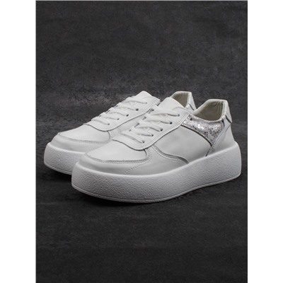 03-C140-9 WHITE Полуботинки спортивные женские (натуральная кожа)