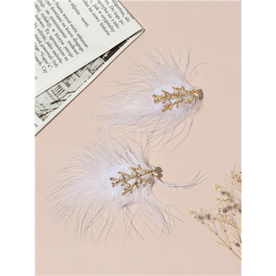 Зажим для волос QF «Милица», набор 2 шт., 11×7 см, белый