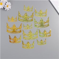 Наклейка бумага, пластик «Тиара», голография золото, набор 12 шт. 3 размера