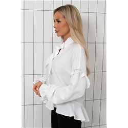 Блузка белая льняная с баской Грейс №1