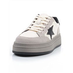 03-YE475-2 BEIGE/GREY Кроссовки женские (натуральная кожа)