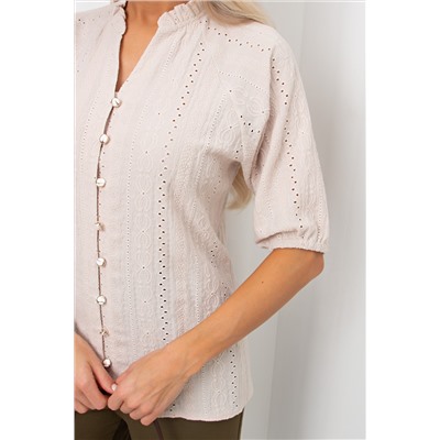 Блузка бежевая из полотна шитьё Гиацинт №1